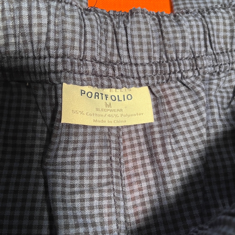 Classic Perry Ellis Blue Checkered Men's Sleepwear Pants, Size Medium - Picture 3 of 4